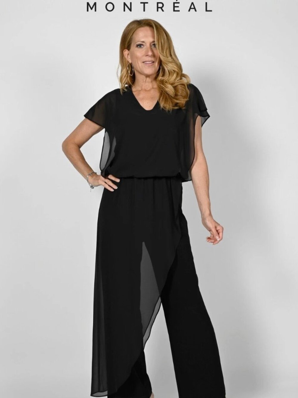 Frank Lyman Montreal Black Jumpsuit w/ Symmetrical Overlay, NWT, Size 14